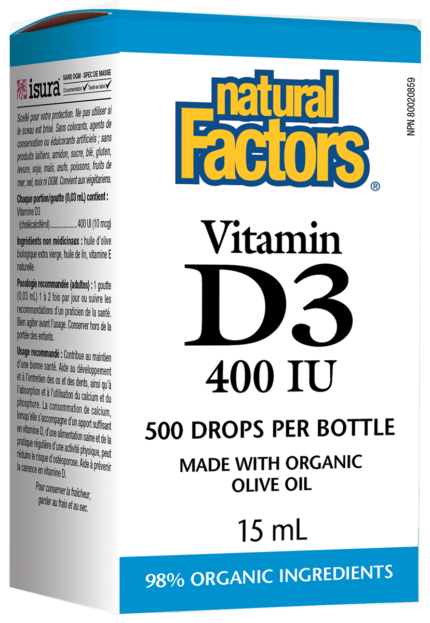Natural Factors ВИТАМИН D3 400 IU /КАПКИ/ Vitamin D3 Drops Big Friends 400 IU 15 ml/500 дози