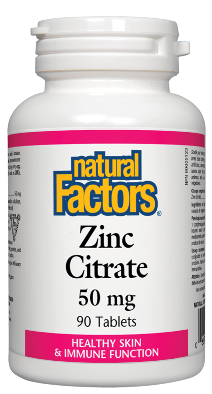 Natural Factors ЦИНК 50 mg Zinc Citrate 90 таблетки